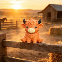 Jouet sensoriel anti-stress en TPR en forme de vache des Highlands géante, mignon, marron, pour enfants et adultes, idéal pour les anniversaires