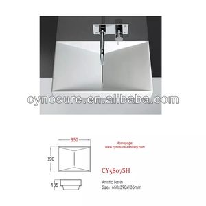 Lavabo de Cerámica para Baño, Tamaños Personalizables, Lavabo Rectangular de Superficie Sólida - Product Image 3
