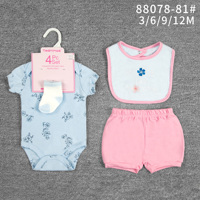 Vêtements d'été pour bébés filles, 4 pièces, imprimé Animal/fleur, T-Shirts décontractés à manches courtes, Style pour nouveau-nés de 3 à 12 mois