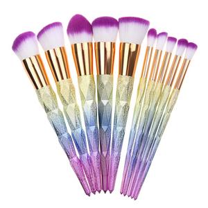 HQ Mixed Proc Discount Matte Plastic Handle Make up Brush Set Beauty Tools 10PCS Bling Rainbow Color Diamond Makeup Brushes - Product Image 2