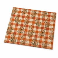 Set de table en lin et coton imprimé sur mesure 35x48cm |   Automne, terre cuite, gingham et motifs botaniques |   Impression numérique en gros