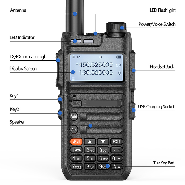 Wireless Frequency Walkie Talkie 136-520MHz Full Band Powerful Frequency Scanner Two Way Radio
