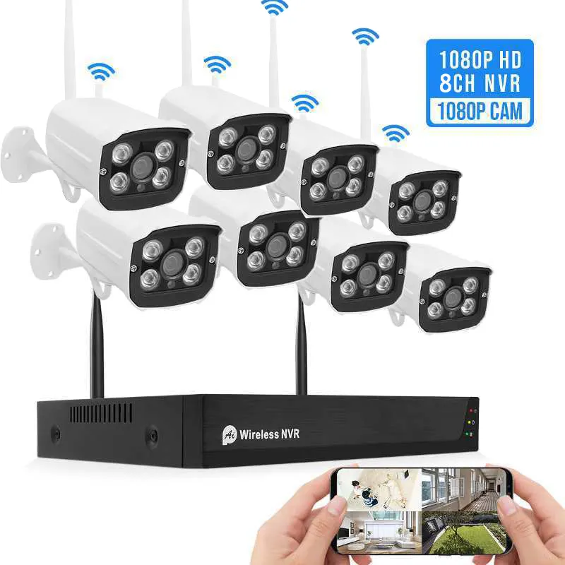 الأكثر مبيعًا 2MP ro P 8CH Tuya الحياة الذكية واي فاي مع 8 كاميرات CCTV مجموعة نظام أمان