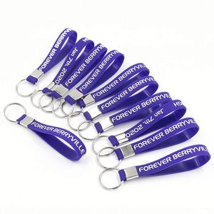 Personalized Name Silicone Keychain Custom Debossed Text Logo Rubber Wristband Loop <b>Key</b> <b>Ring</b> <b>Bulk</b> Order - Product Image 5
