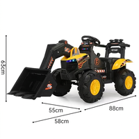 Mobil Bulldozer Listrik 6V untuk Anak-Anak, Truk Konstruksi dengan Remote Control, Lampu LED, Musik, dan Bucket yang Dapat Dilepas untuk Anak Laki-Laki dan Perempuan