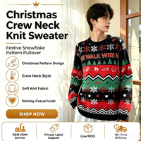 Pull tricoté de Noël européen et américain 2026, col rond, jacquard double face, vente en gros transfrontalière ODM