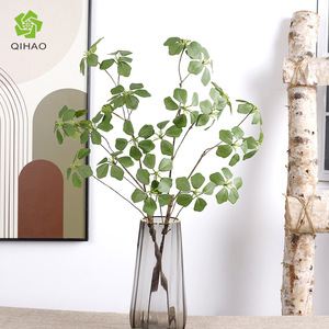 Qihao <b>Artificial</b> Guanyin Leaves Plastic Silk Flowers Vase Arrangement Indoor Wedding Decoration Greenery Plant Ornament - Product Image 1
