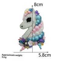 Applique tête de cheval brodée 3D pour femme, ornée de perles et strass, faite main avec complexité, pour vêtement ou breloque de sac