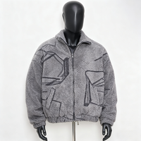 Veste réversible coupe-vent à capuche en polaire sherpa moelleuse en laine à col rabattu avec logo brodé personnalisé OEM pour hommes