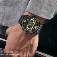 Montre à quartz multi-cadrans moderne avec affichage de la date, du jour et du temps 24 heures, bracelet en cuir, montre sport pour homme
