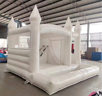 Videur gonflable blanc commercial avec toboggan combiné de maison de rebond de château de mariage de saut plein d'entrain détachable