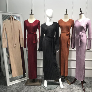 Falda plisada musulmana, vestido maxi, abaya con mangas trompeta, túnicas largas, ropa islámica árabe para Ramadán en el Medio Oriente - Product Image 3