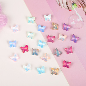 Décorations d'ongles en verre cristal papillon, autocollants en strass DIY, style dessin animé mignon, couleurs macaron - Product Image 4