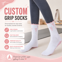 Chaussettes de yoga antidérapantes à volants pour femme, motif nœuds tricotés, séchage rapide, écologiques, pour barre et Pilates, avec manchette de maintien