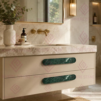 Poignée de tiroir et bouton de meuble en marbre vert foncé de style contemporain personnalisé, en pierre naturelle