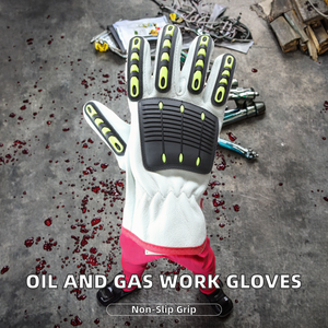 Guantes de Trabajo Resistentes al Aceite y al Gas, con Amortiguación de Vibraciones TPR, Cuero Sintético Antideslizante, Sin Látex, Guantes de Seguridad Industriales - Product Image 2