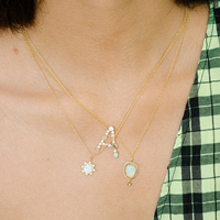 Collection initiale personnalisée bijoux en zircone cubique 925 argent sterling opale monogramme lettres pendentif collier pour femmes