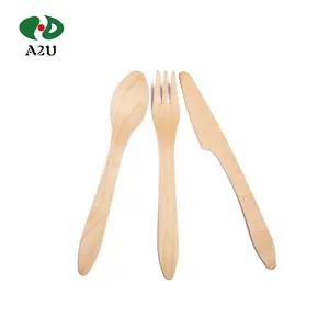 Tenedores y cucharas de madera desechables para frutas, tenedor de madera personalizado