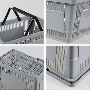 Cesta de Compras de Plástico Azul de Alta Calidad de 28L, Cesta de Compras Plegable de 20L con Asas - Product Image 4