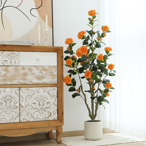 Albero di Camelia Bonsai Artificiale di Alta Qualità con Foglie Realistiche in Plastica Durevole e Tessuto di Seta Ecologico per Decorazione Interna - Product Image 2