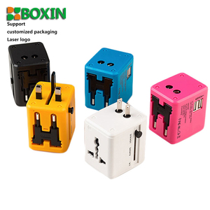 CE Adaptor perjalanan Universal, pelindung lonjakan listrik dengan adaptor usb ganda universal Multifungsi 5V 1A