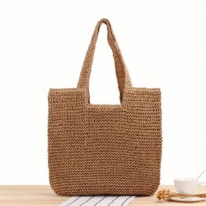 Sac de plage tissé à la main en papier, grande capacité, décontracté, pour vacances en bord de mer, vente en gros - Product Image 1