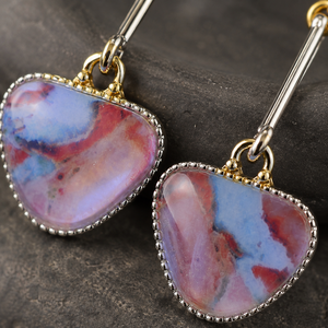 Orecchini colorati a barra lunga, orecchini pendenti con motivo unico, accessori di moda per donna - Product Image 3