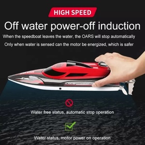 Bateau de course télécommandé SJY-HJ808 en métal, 4 canaux, portée 150 m, navigation autotourneuse, 2,4 GHz, refroidissement par eau, haute vitesse - Product Image 6
