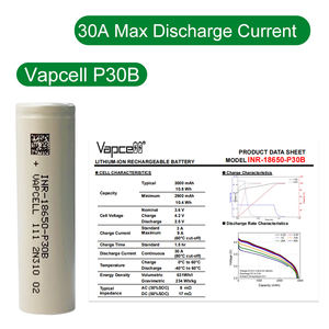 بطارية ليثيوم Vapcell INR-18650-P30B بسعة 3000 مللي أمبير وتيار 30 أمبير، أداء مماثل لـ Molicel P30B لحزم البطاريات - Product Image 4