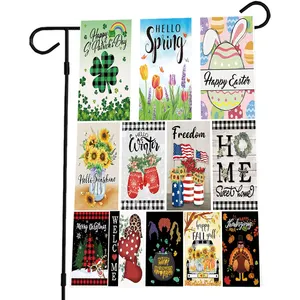 Decorative Flags Custom All Seasonal Small Garden Flags Double Sided 12 X 18 Inch Yard Flags Fall Winter Halloween Christmas Holiday Garden Flags