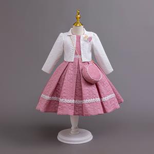 Nuovo Set di Abiti da Principessa per <span class=keywords><strong>Bambina</strong></span> di Alta Qualità ODM, Collo Tondo, Maniche Lunghe, Decorazioni in Pizzo e Paillettes, Lunghezza al Ginocchio - Product Image 4