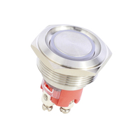 Interruptor de Botón Metálico Corto YUDA, 2NO 1NO1NC, 16/19/22mm, IP65 Impermeable, Anillo Iluminado/Símbolo de Encendido, 15-20A, 24V/110V-amy