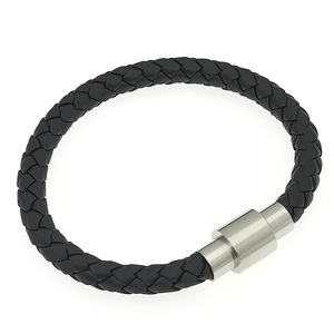 Stainless Steel Magnetic Buckle <b>Braided</b> Leather <b>Cord</b> Bracelet Unisex Fashion Simple Gift Jewelry - Product Image 1