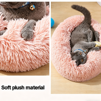 Lit pour animaux de compagnie rose en forme de donut, fabrication artisanale, luxe, pelucheux, chaud, apaisant, pour chiens et chats, durable, grand lit pour chien, sommeil profond