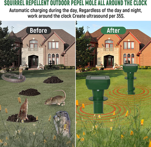 Güneş enerjili köstebek kovucu Stakes açık yılan groundgogogovole kovucu Sonic caydırıcı sivri cihaz çimler için Yard - Product Image 3
