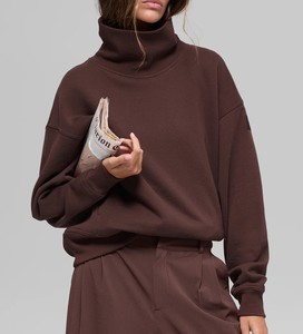 Nueva sudadera de algodón con cuello simulado para mujer, de manga larga, de alta calidad, cuello oversize, ligera y holgada. - Product Image 3