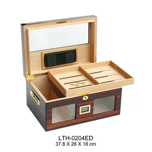 Cajas de humedad hechas a mano para cigarros, caja de almacenamiento personalizada de cedro español, humidificador de 100CT