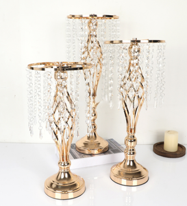 Soporte de flores para decoración de bodas, soporte de flores de hierro forjado con cristales, decoración para centros de mesa, suministros de decoración para fiestas - Product Image 6