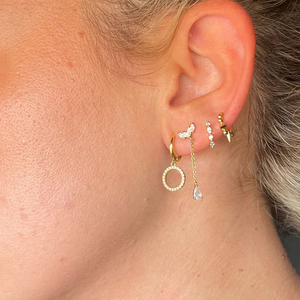 Aretes Huggie CANNER Simples de Plata de Ley S925 con Circonita Cúbica 5A Multicolor en Forma de Gota de Agua y Piedra Marquise - Product Image 4