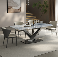 Meubles en acier inoxydable noir Table à manger moderne Table en marbre de luxe pour restaurant à la maison