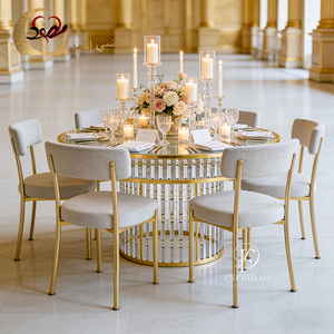 Luxury Golden Stainless Steel Frame Round Dining Room Event Wedding Party <b>Tables</b> Crystal <b>Side</b> - Product Image 1
