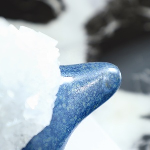 Escultura de Animales en Cuarzo Transparente Natural con Base de Cerámica Azul Moteada, Figura Abstracta de Bestia, Moderna, para Diwali, Bodas, Hogar - Product Image 6