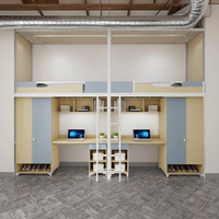 Meubles scolaires en gros, lits superposés jumeaux avec bureau et armoire pour usage scolaire