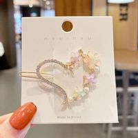 Set Jepit Rambut Wanita, Lucu Kecil Daisy Kupu-kupu Girly 4-Piece Jepit Rambut Mutiara Rhinestones Jepit Rambut untuk Anak Perempuan
