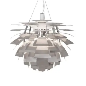 Lampu gantung rumah Nordic Modern, dekorasi langit-langit aluminium Stainless Artichoke untuk ruang tamu