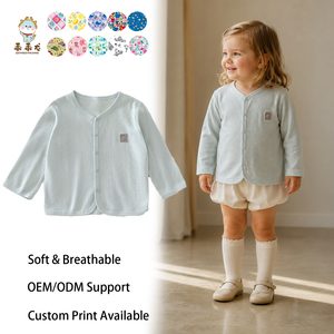 Guai Premium Organik Pamuklu Bebek Hırkası, Çıtçıtlı Kapatma ile İlkbahar Sonbahar Katmanlı Giyim İçin - Product Image 1