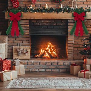 Large Velvet Christmas Tree Bows Multi-Size <b>Red</b> Fireplace Decor Stairs Railing Ornament in the Trend - Product Image 4