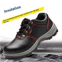Chaussures de sécurité isolées pour électriciens 6KV, tige en cuir de vachette double couche, protection anti-écrasement en plastique, travail hiver/printemps/automne