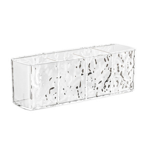 Water Ripple <b>Makeup</b> Brush Storage <b>Box</b> 4 Compartment Desktop Organizer Translucent Gray No Lid - Product Image 5