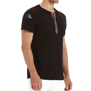 T-shirt décontracté pour homme de qualité supérieure, coupe ajustée, col rond, manches courtes, motif uni, design vierge, polyester/coton, tissu respirant tricoté - Product Image 1